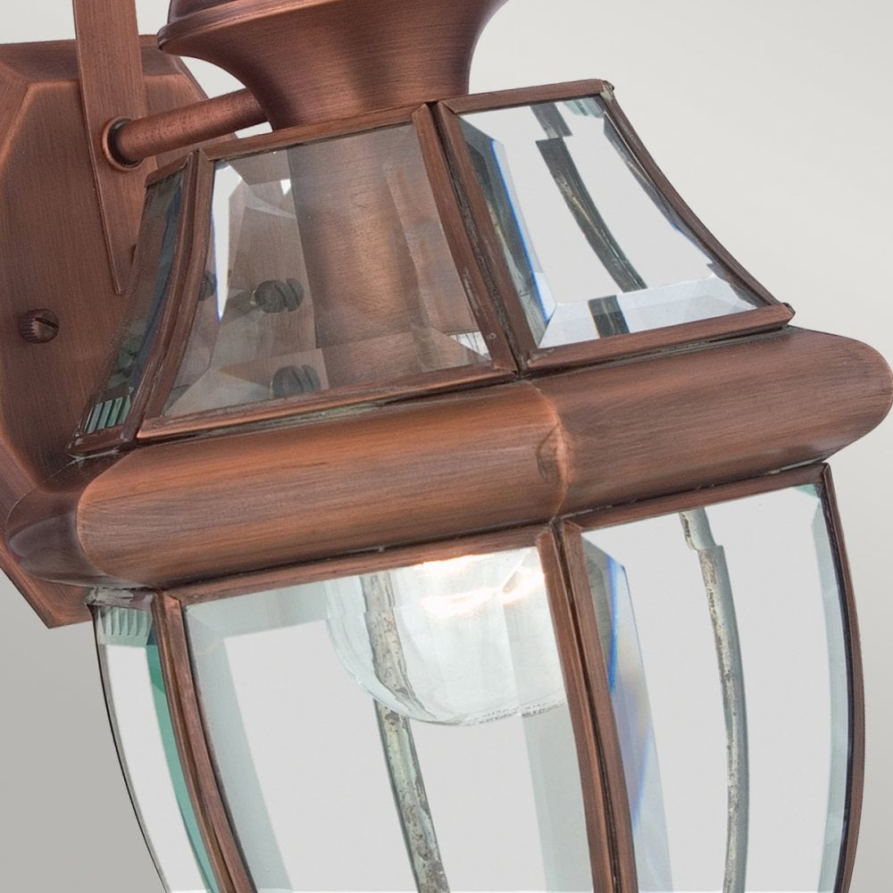 Newbury Outdoor Medium Wall Lantern In Aged Copper Finish QZ-NEWBURY2-M-AC