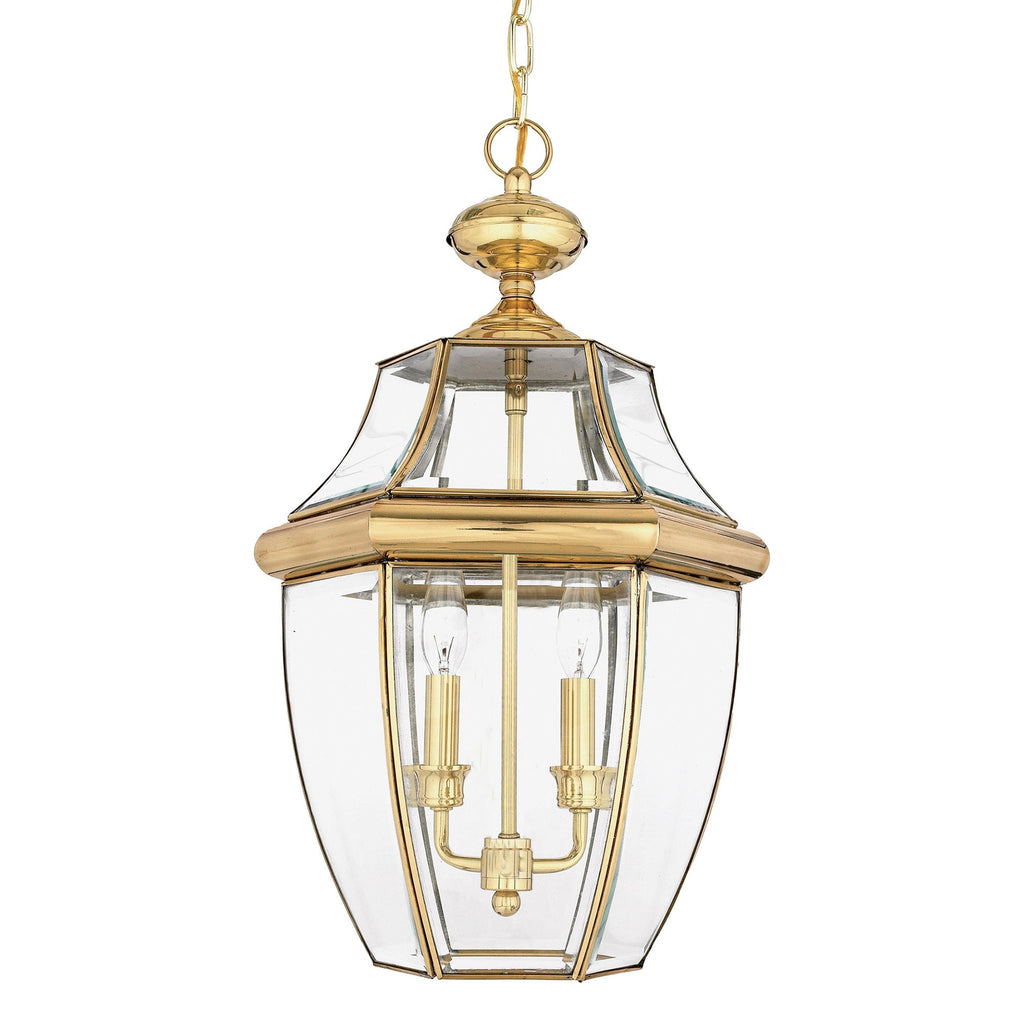 Newbury Outdoor Large Chain Ceiling Lantern In Polished Brass Finish QZ-NEWBURY8-L-PB