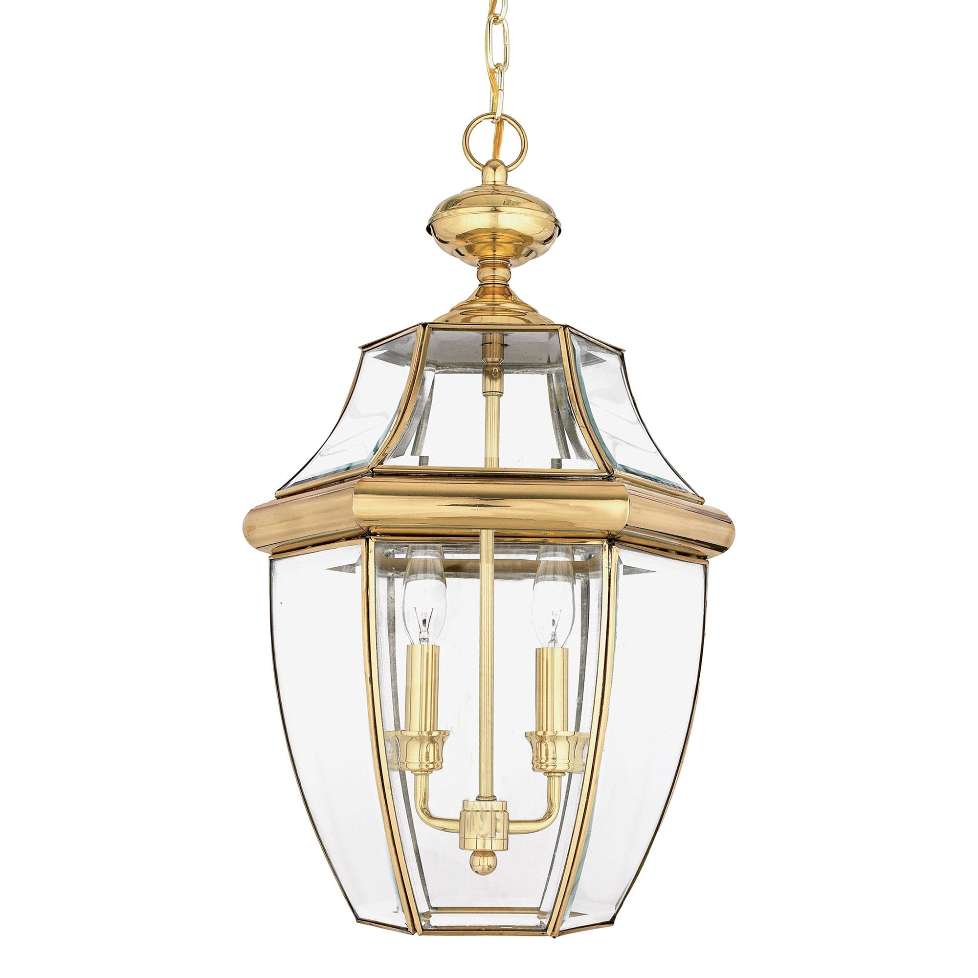 Newbury Outdoor Large Chain Ceiling Lantern In Polished Brass Finish QZ-NEWBURY8-L-PB