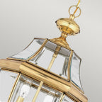 Newbury Outdoor Large Chain Ceiling Lantern In Polished Brass Finish QZ-NEWBURY8-L-PB