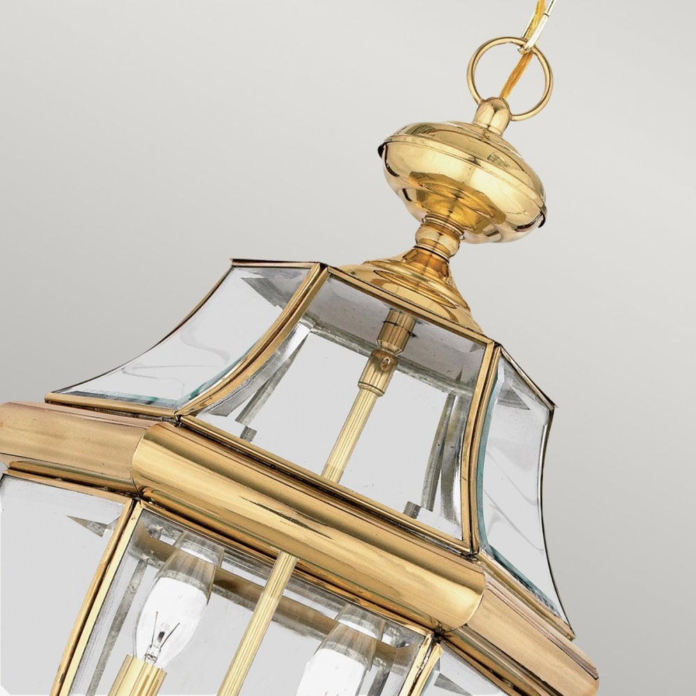 Newbury Outdoor Large Chain Ceiling Lantern In Polished Brass Finish QZ-NEWBURY8-L-PB