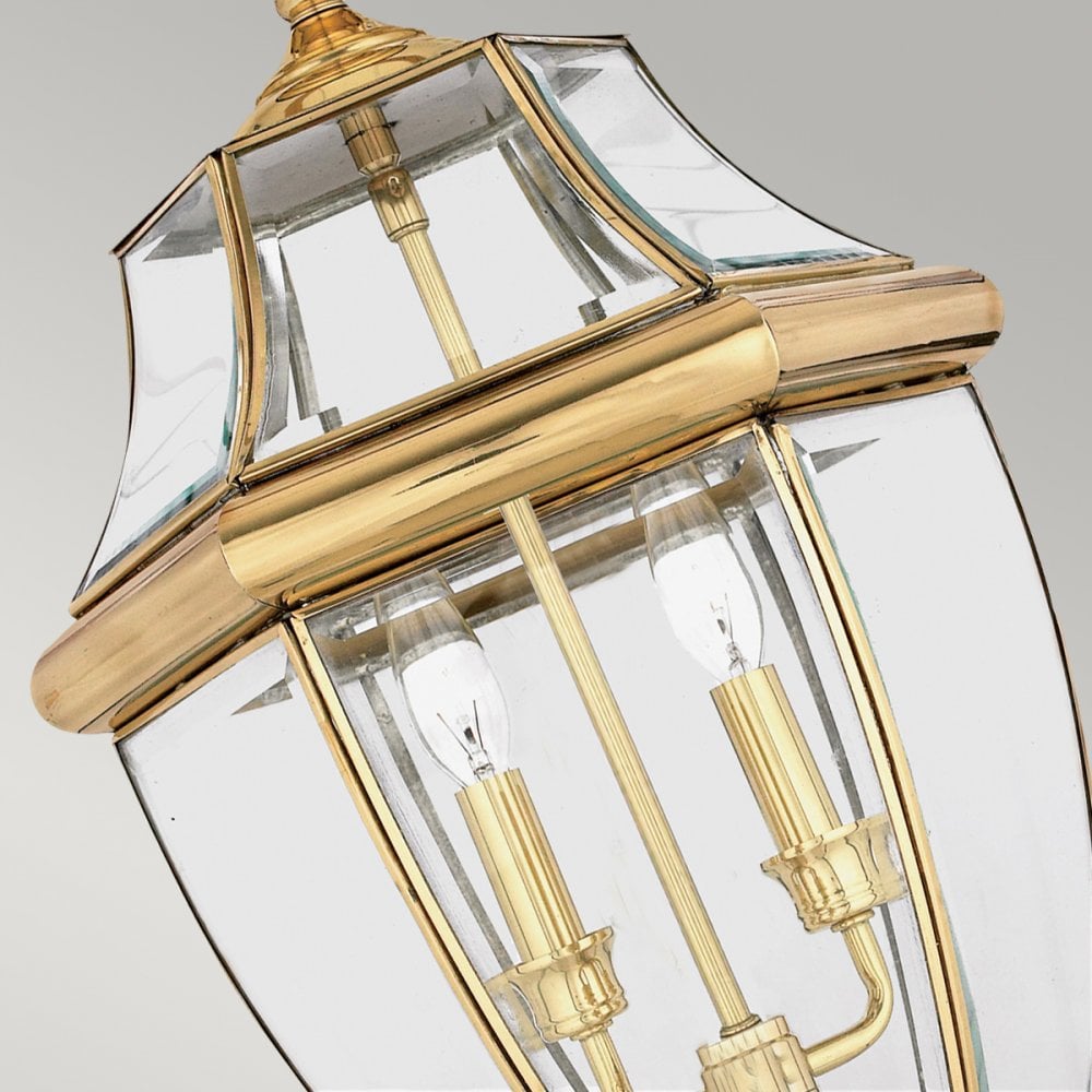 Newbury Outdoor Large Chain Ceiling Lantern In Polished Brass Finish QZ-NEWBURY8-L-PB