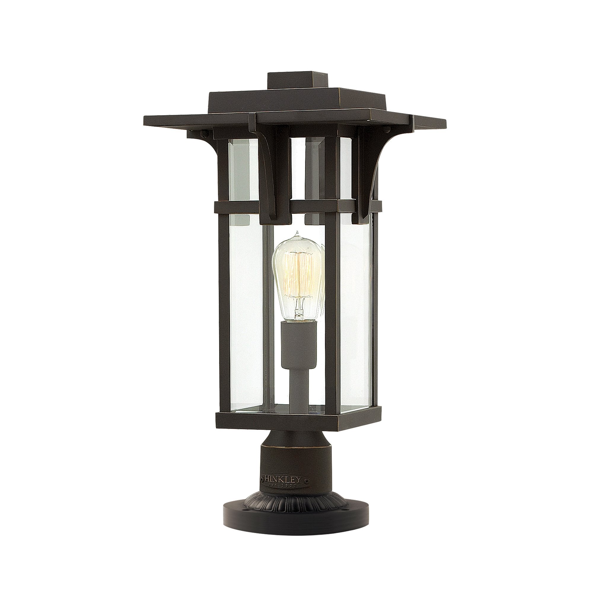 Manhattan Outdoor Pedestal Light In Oil Rubbed Bronze Finish HK-MANHATTAN3-M