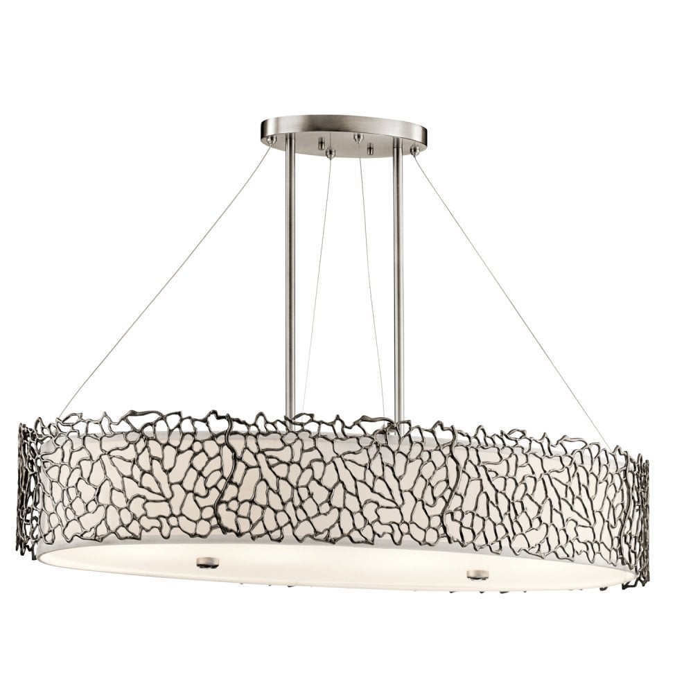 Silver Coral Oval Island Light in Pewter Finish KL-SILVER-CORAL-ISLE