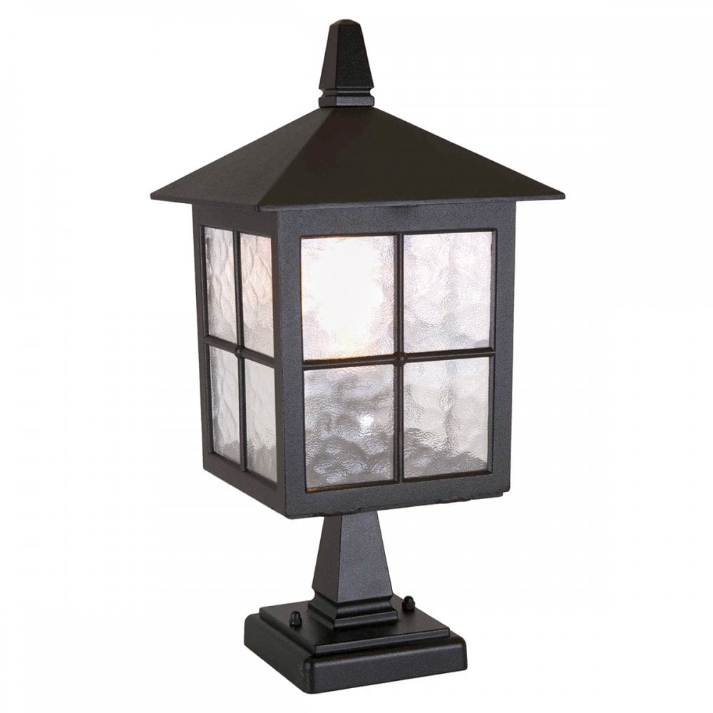 Winchester Traditional Outdoor Pedestal Lantern In Black Finish IP43 BL25-BLACK