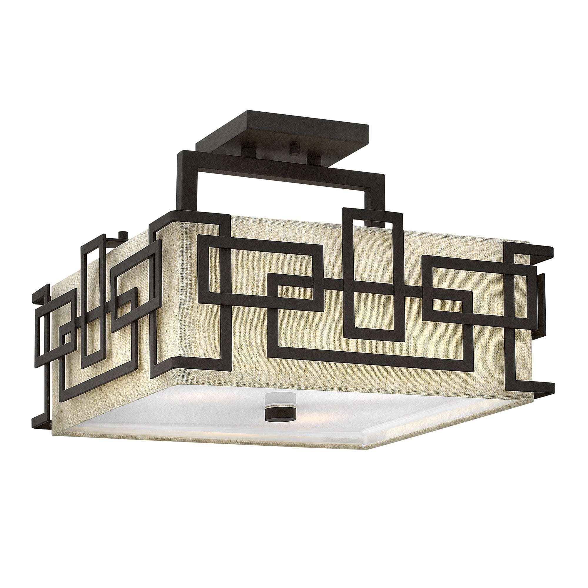 Lanza Rectangular Semi Flush Ceiling Light in Bronze Finish HK-LANZA-SF