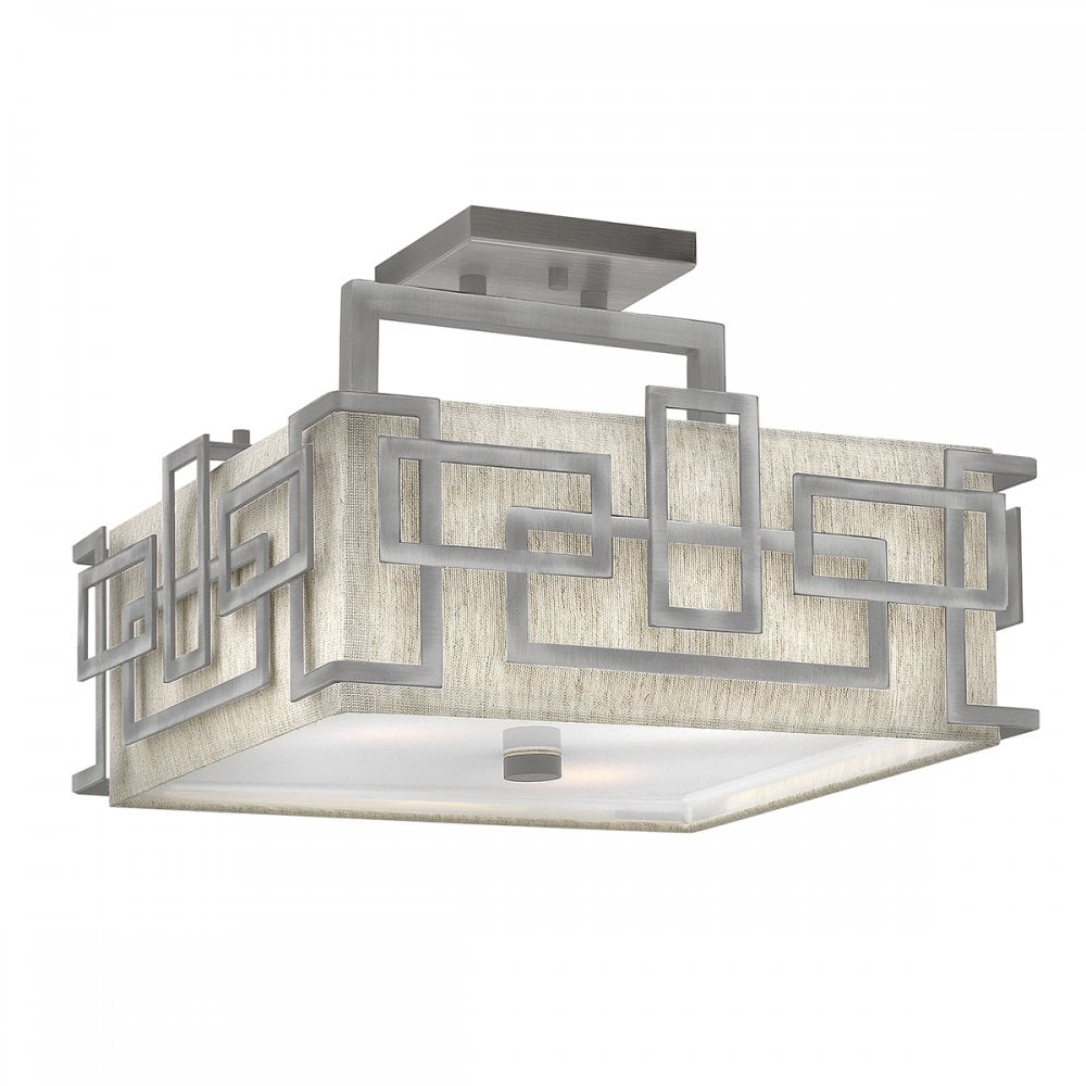 Lanza Modern 3 Light Semi Flush Ceiling Light In Antique Nickel Finish HK-LANZA-SF-AN