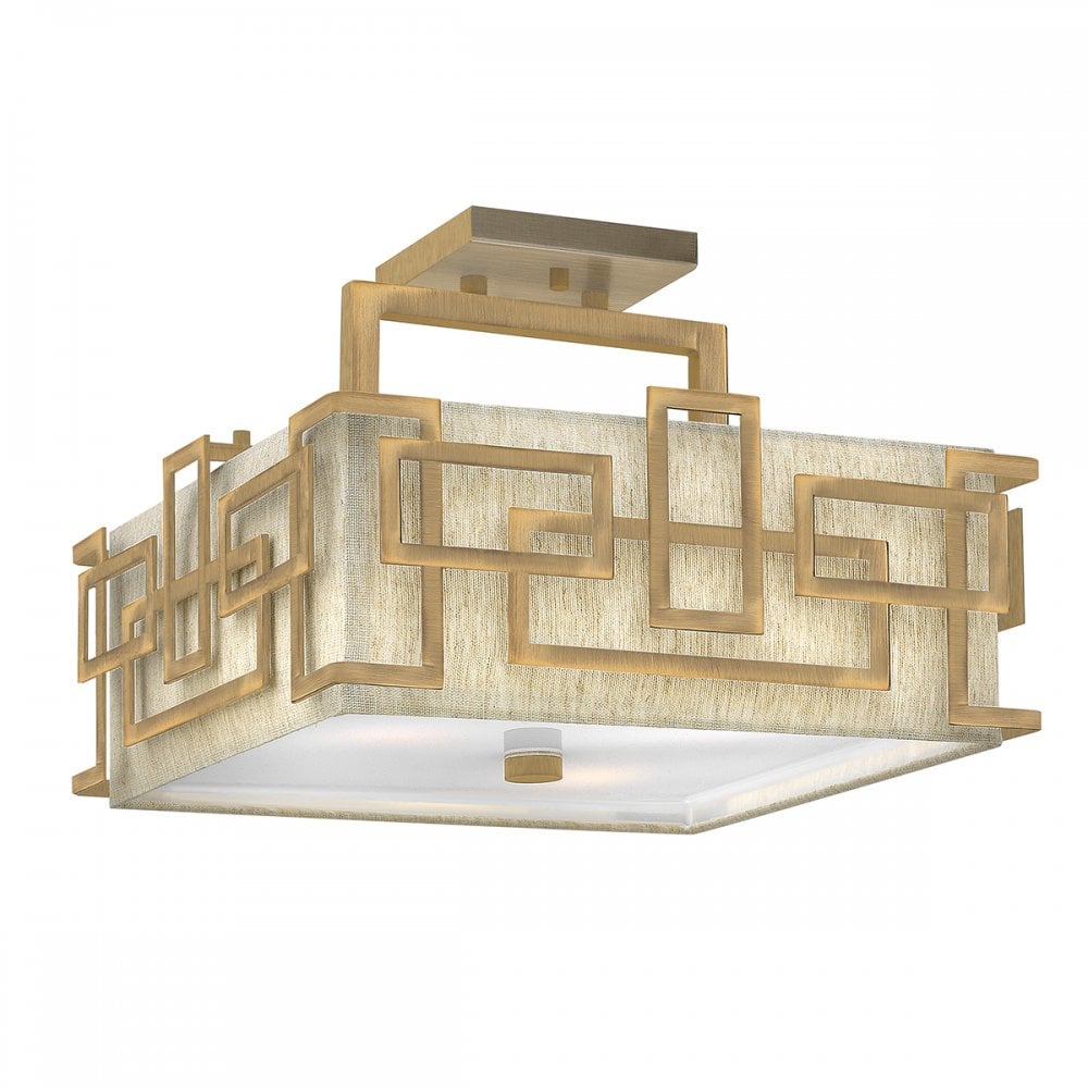 Lanza Modern 3 Light Semi Flush Ceiling Light In Brushed Bronze Finish HK-LANZA-SF-BR