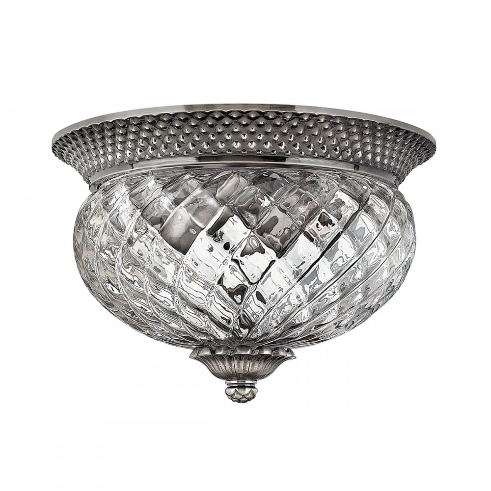 Plantation Decorative 2 Light Ceiling Flush Light In Antique Nickel Finish HK-PLANT-F-S-PL