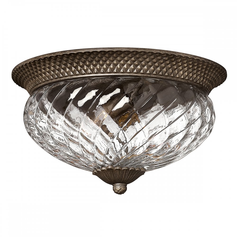 Plantation Decorative 3 Light Ceiling Flush Light In Pearl Bronze Finish HK-PLANT-F-L-PZ
