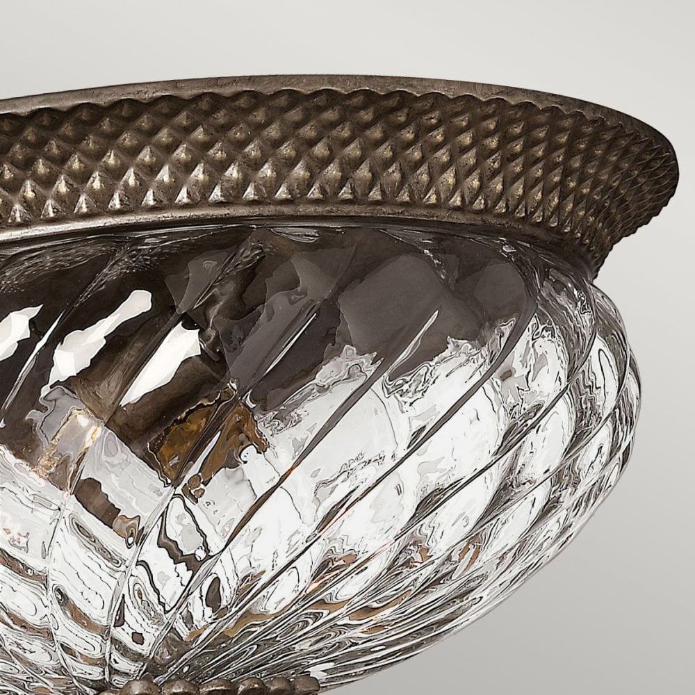 Plantation Decorative 3 Light Ceiling Flush Light In Pearl Bronze Finish HK-PLANT-F-L-PZ