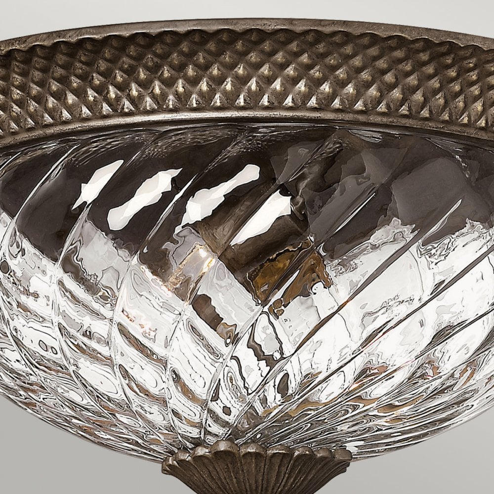 Plantation Decorative 3 Light Ceiling Flush Light In Pearl Bronze Finish HK-PLANT-F-L-PZ