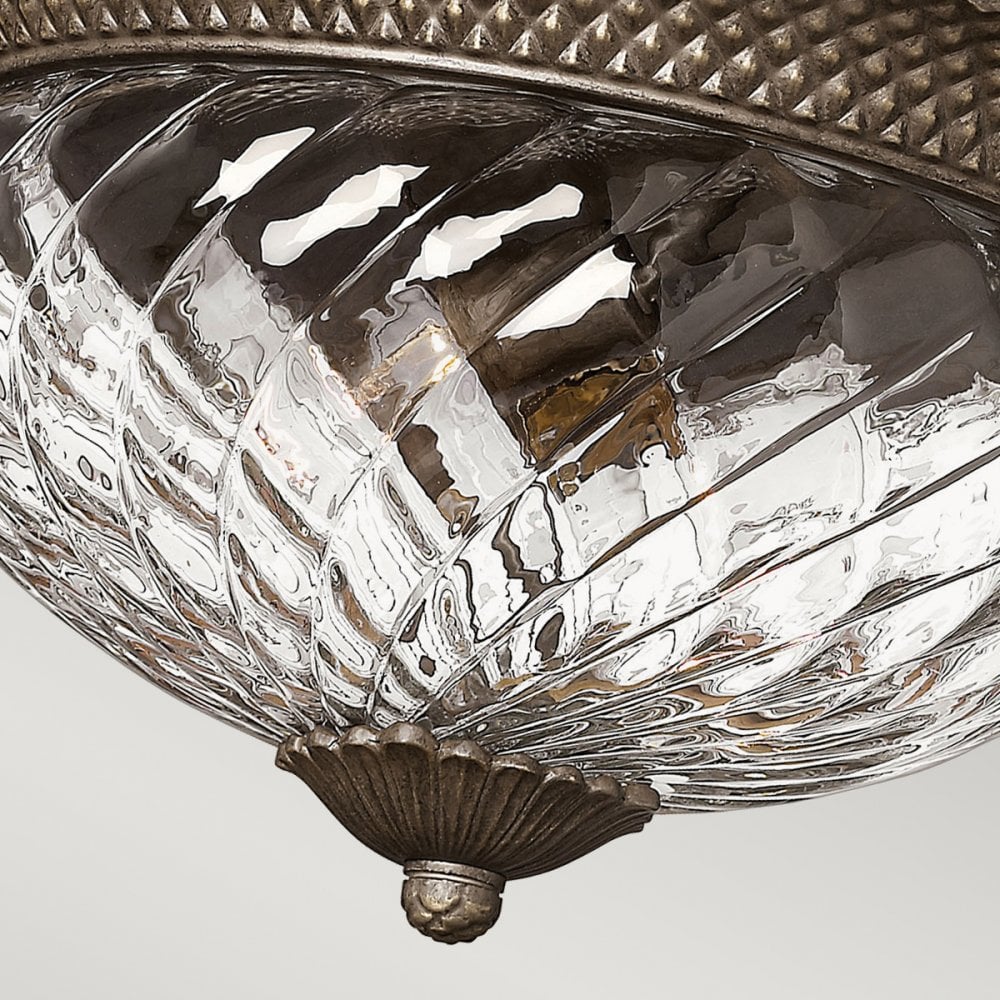 Plantation Decorative 3 Light Ceiling Flush Light In Pearl Bronze Finish HK-PLANT-F-L-PZ