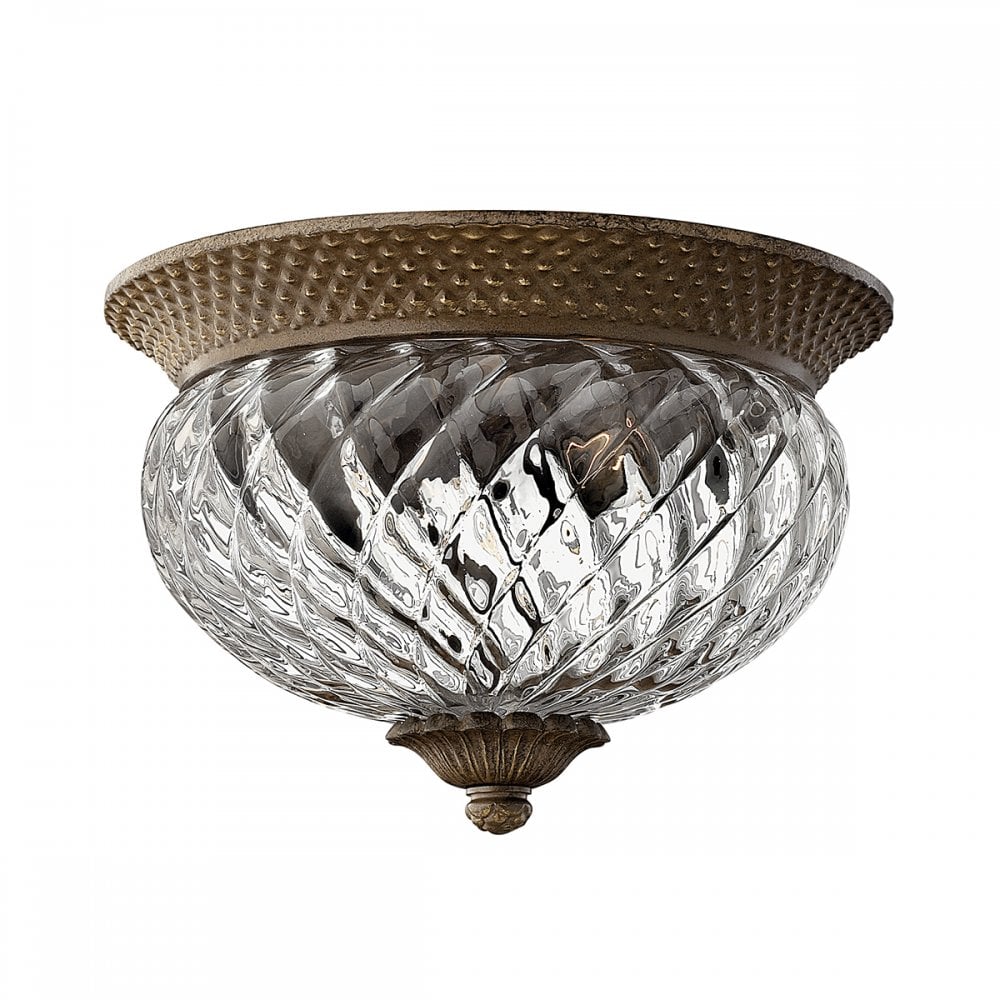 Plantation Decorative 2 Light Ceiling Flush Light In Pearl Bronze Finish HK-PLANT-F-S-PZ
