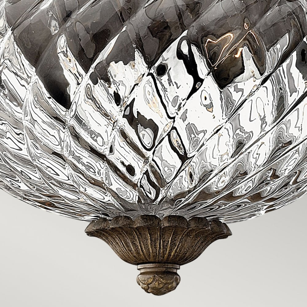 Plantation Decorative 2 Light Ceiling Flush Light In Pearl Bronze Finish HK-PLANT-F-S-PZ