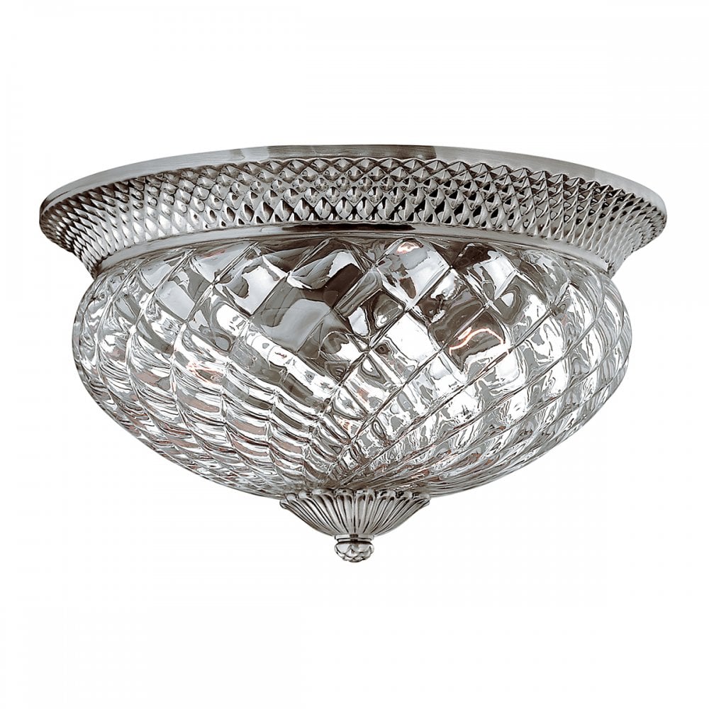 Plantation Decorative 3 Light Ceiling Flush Light In Antique Nickel Finish HK-PLANT-F-L-PL