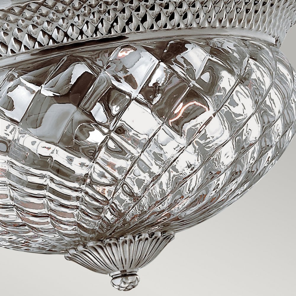 Plantation Decorative 3 Light Ceiling Flush Light In Antique Nickel Finish HK-PLANT-F-L-PL