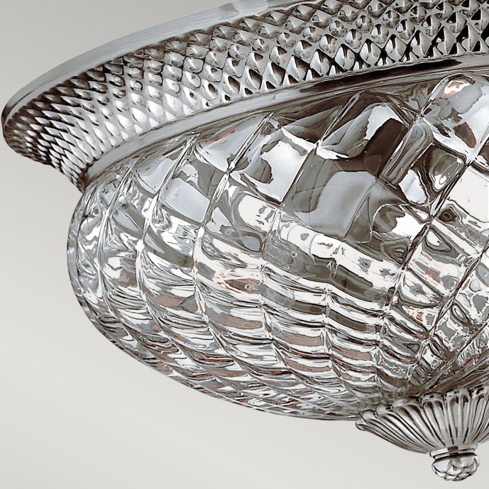 Plantation Decorative 3 Light Ceiling Flush Light In Antique Nickel Finish HK-PLANT-F-L-PL