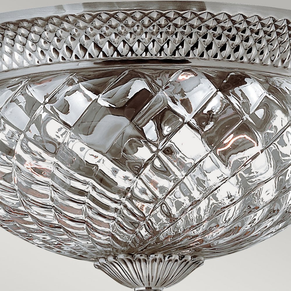 Plantation Decorative 3 Light Ceiling Flush Light In Antique Nickel Finish HK-PLANT-F-L-PL
