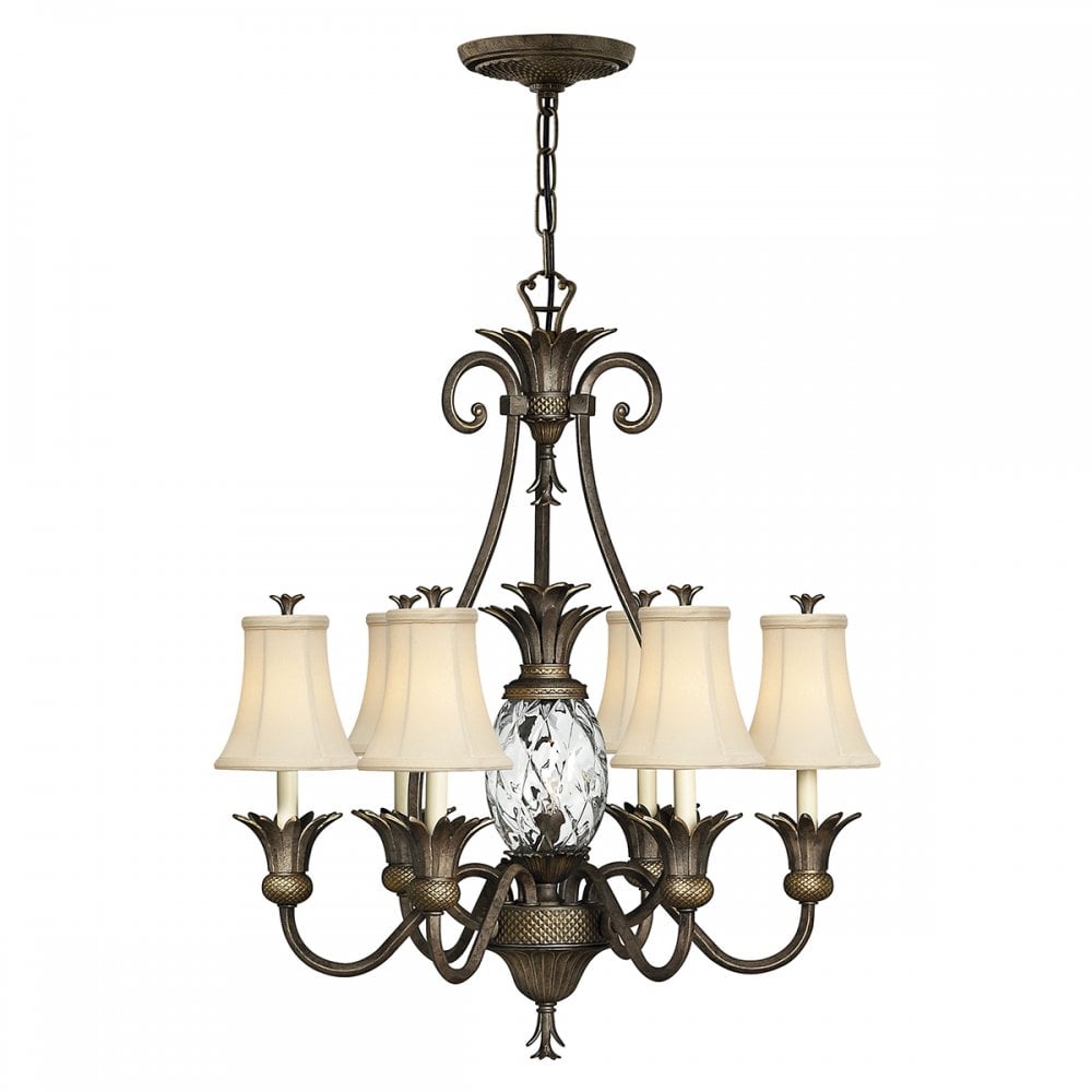 Plantation Decorative 7 Light Chandelier In Pearl Bronze Finish With Shades HK-PLANT7-PZ