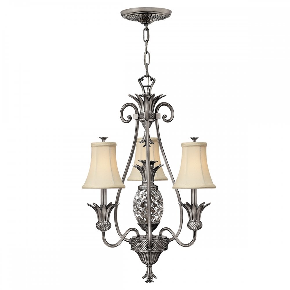 Plantation Decorative 4 Light Chandelier In Antique Nickel Finish With Shades HK-PLANT3-PL