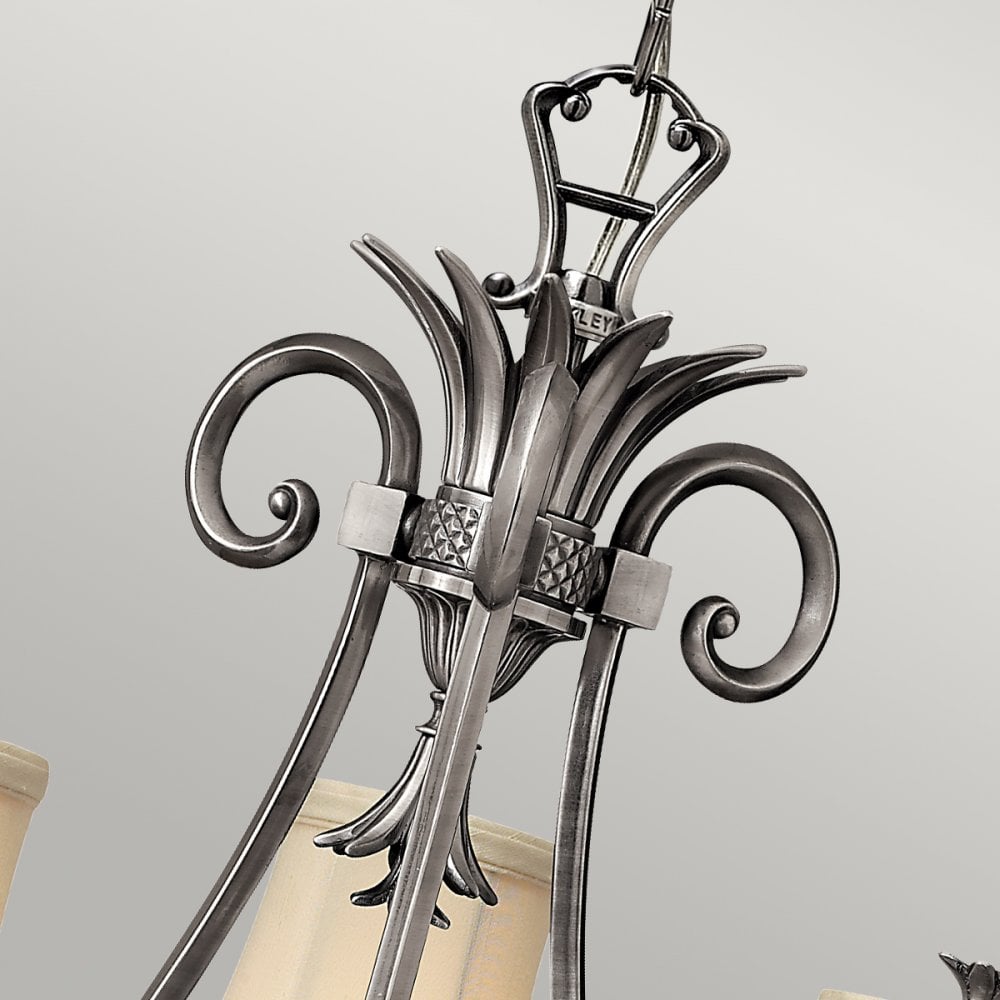 Plantation Decorative 4 Light Chandelier In Antique Nickel Finish With Shades HK-PLANT3-PL