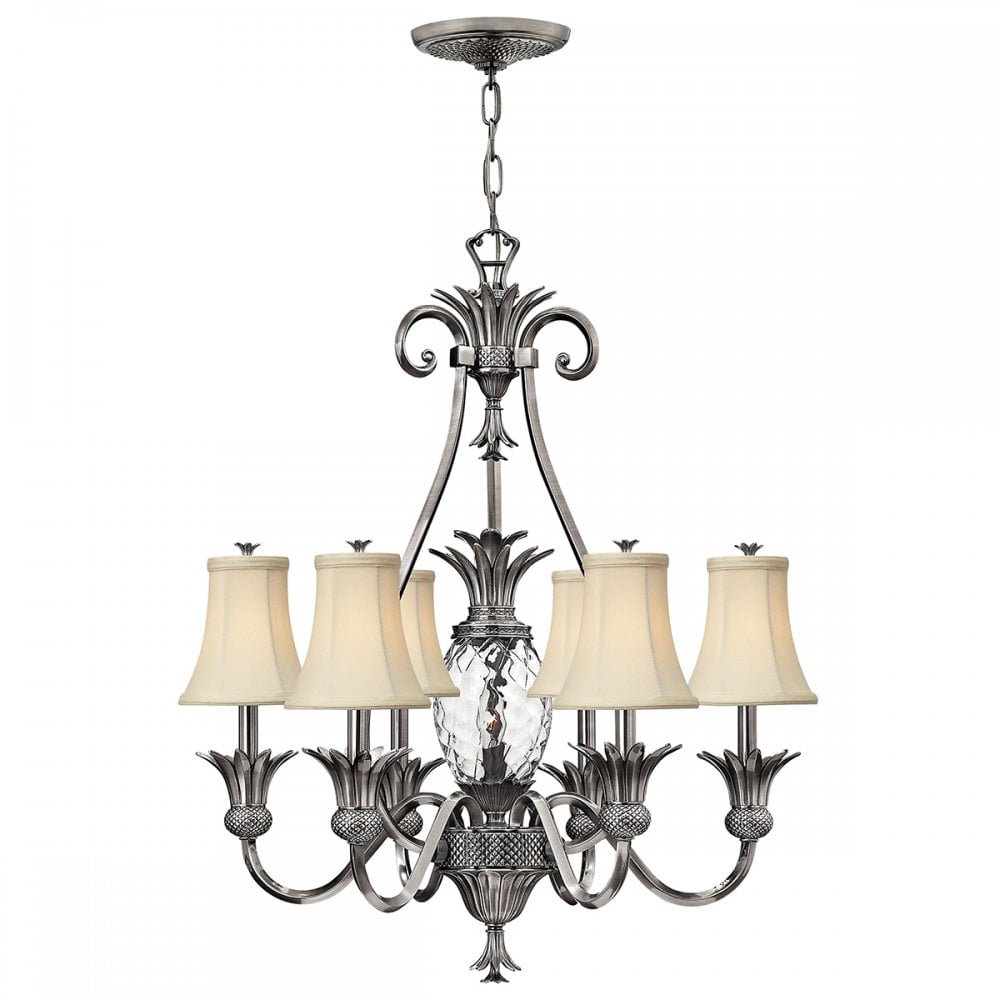 Plantation Decorative 7 Light Chandelier In Antique Nickel Finish With Shades HK-PLANT7-PL