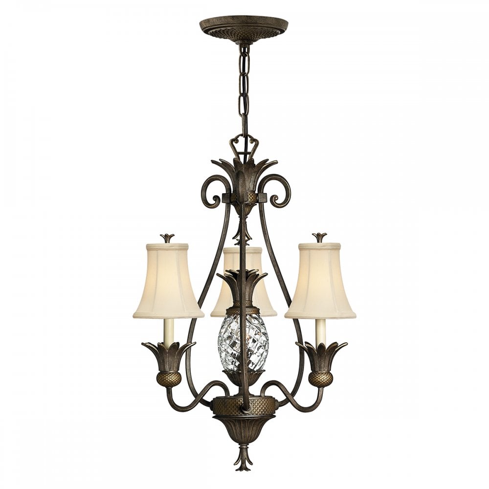 Plantation Decorative 4 Light Chandelier In Pearl Bronze Finish With Shades HK-PLANT3-PZ