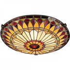 West End Tiffany Flush Ceiling Light In Vintage Bronze Finish QZ-WEST-END-F