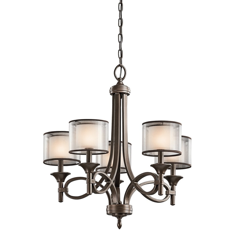 Lacey 5 Light Bronze Ceiling Light with Double Layer Shades KL-LACEY5-MB