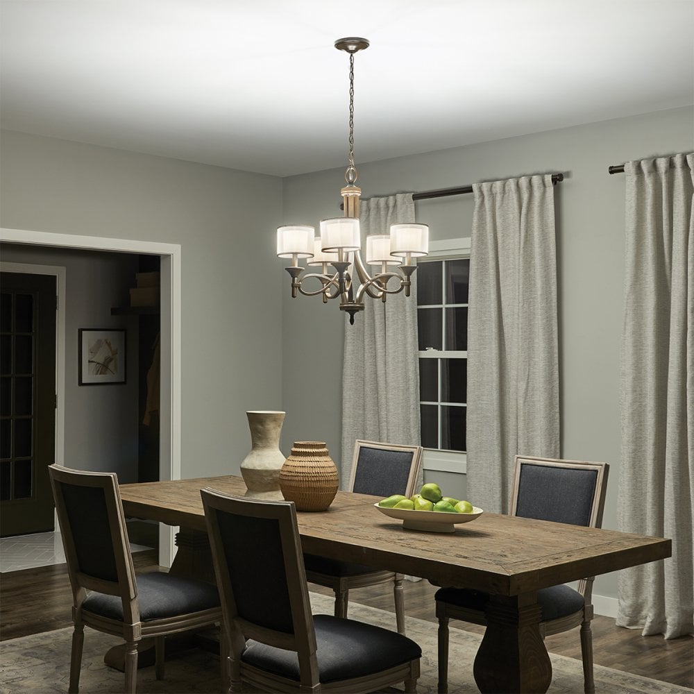 Lacey 5 Light Bronze Ceiling Light with Double Layer Shades KL-LACEY5-MB
