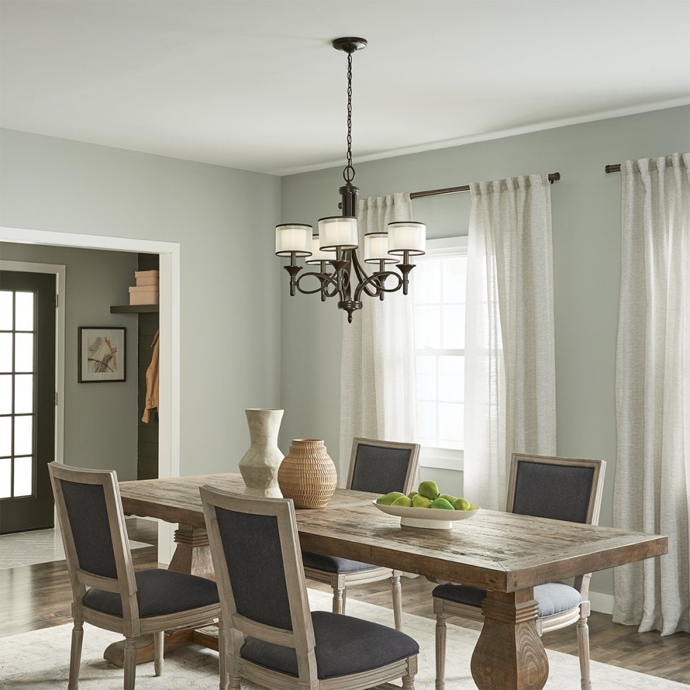 Lacey 5 Light Bronze Ceiling Light with Double Layer Shades KL-LACEY5-MB