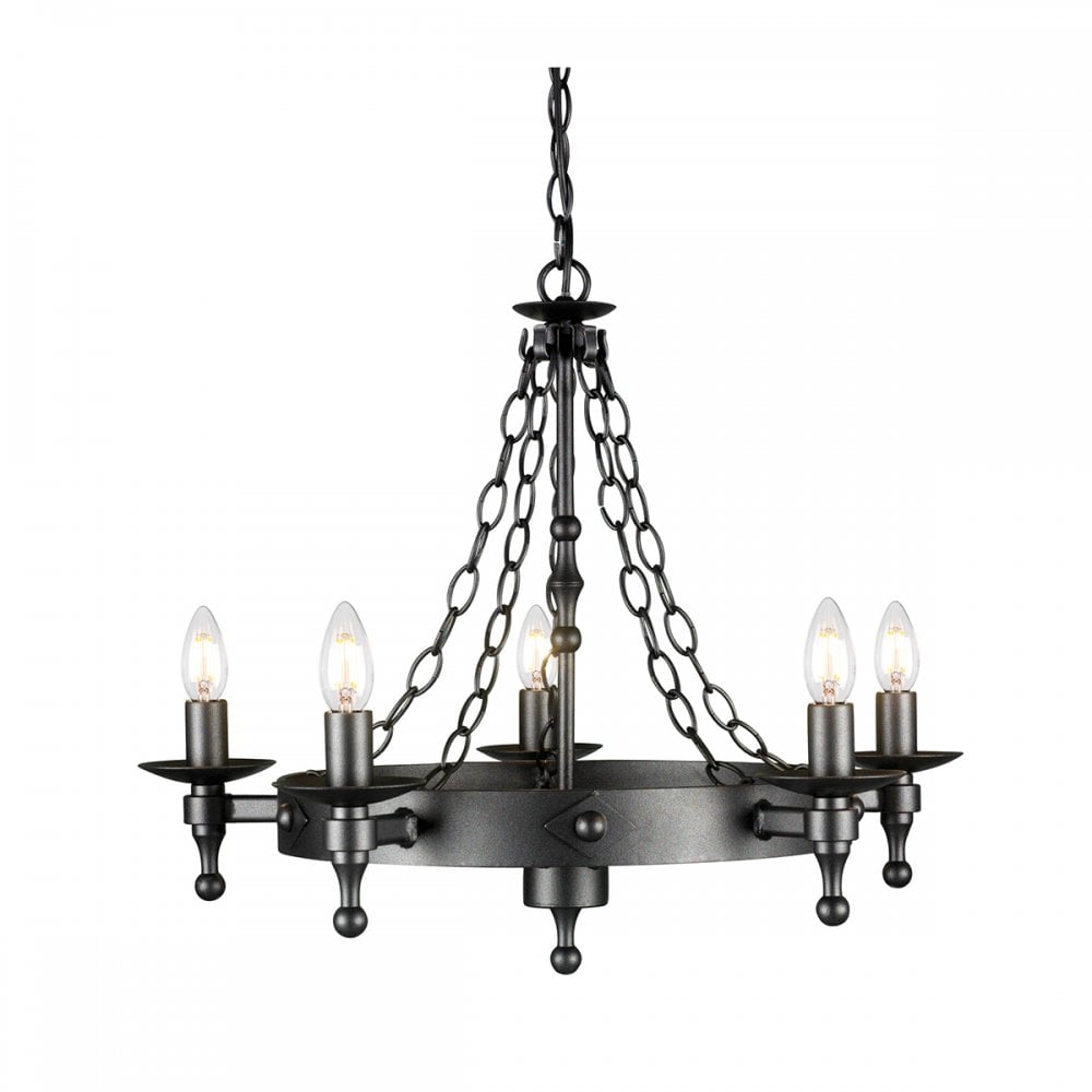 Warwick 5 Light Ceiling Chandelier In Graphite Finish WR5-GRAPHITE