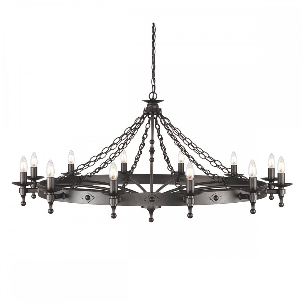 Warwick 12 Light Ceiling Chandelier In Graphite Finish WR12-GRAPHITE