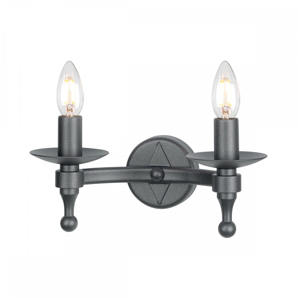 Warwick 2 Light Wall Light In Graphite Finish WR2-GRAPHITE