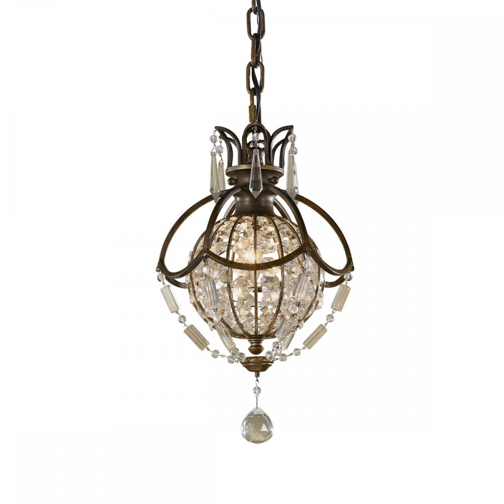 Bellini Elegant Mini Crystal Ceiling Pendant Light In Bronze Finish FE-BELLINI-P
