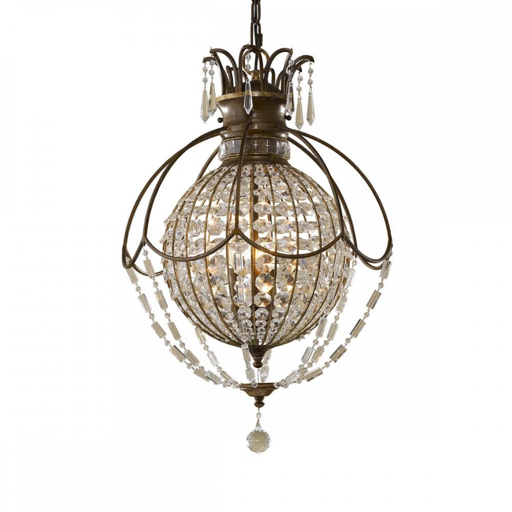 Bellini Elegant 3 Light Crystal Ceiling Chandelier In Bronze Finish FE-BELLINI3