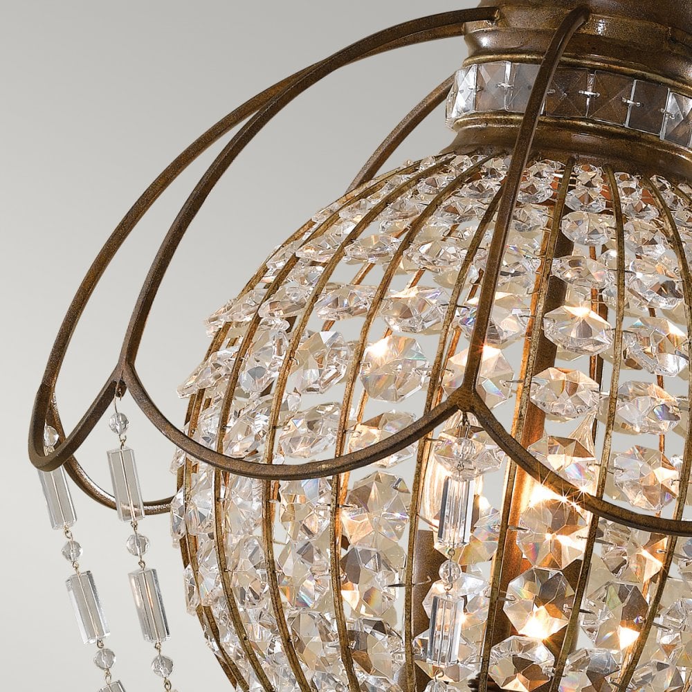 Bellini Elegant 3 Light Crystal Ceiling Chandelier In Bronze Finish FE-BELLINI3