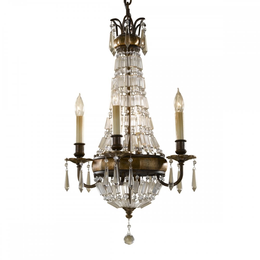 Bellini Elegant 4 Light Crystal Ceiling Chandelier In Bronze Finish FE-BELLINI4