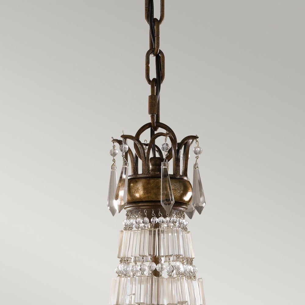 Bellini Elegant 6 Light Crystal Ceiling Chandelier In Bronze Finish FE-BELLINI6