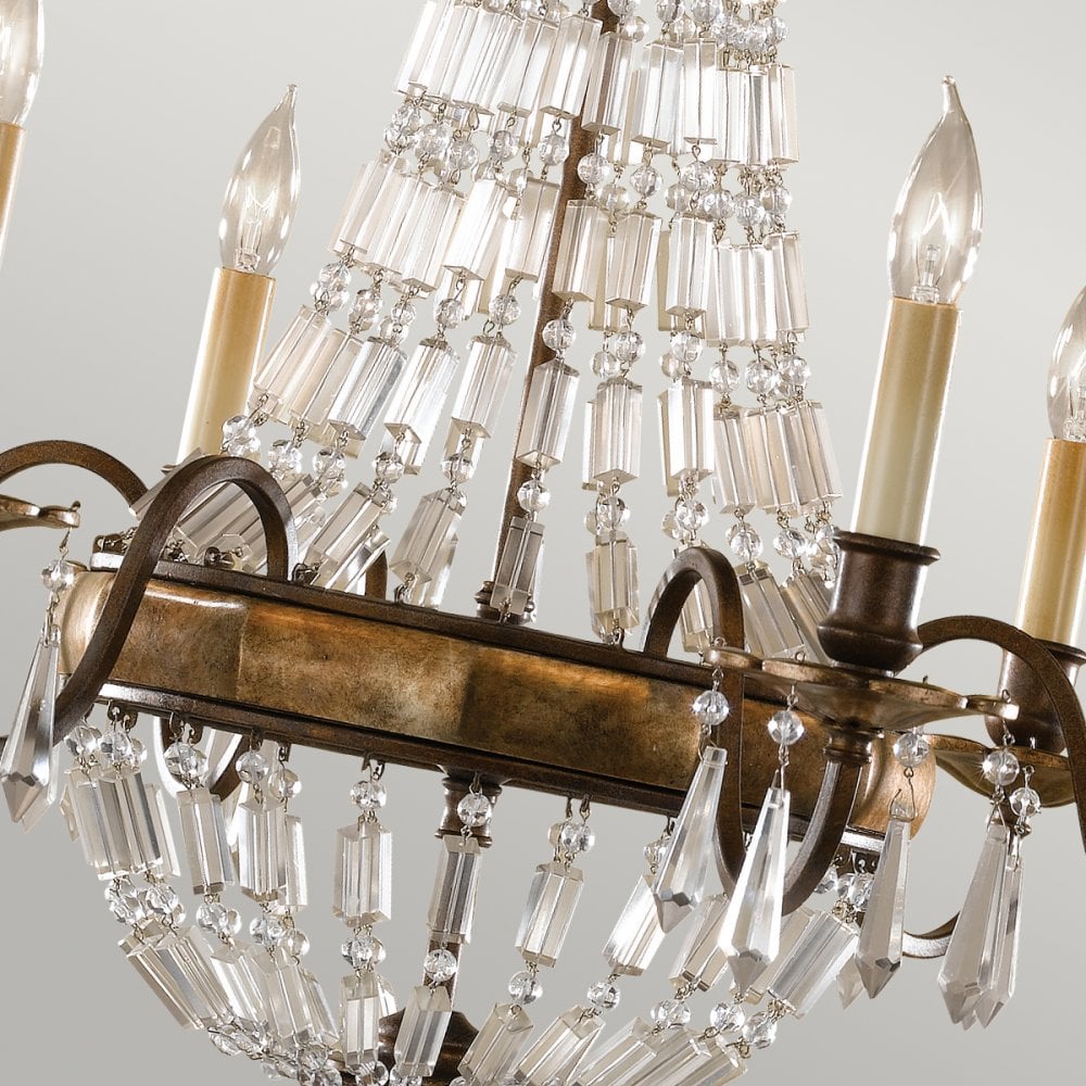 Bellini Elegant 6 Light Crystal Ceiling Chandelier In Bronze Finish FE-BELLINI6