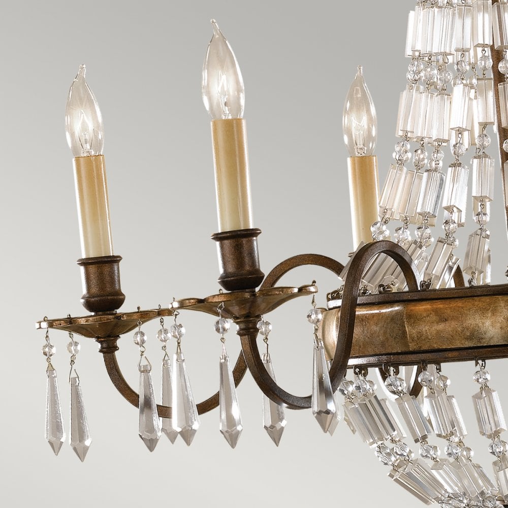 Bellini Elegant 6 Light Crystal Ceiling Chandelier In Bronze Finish FE-BELLINI6