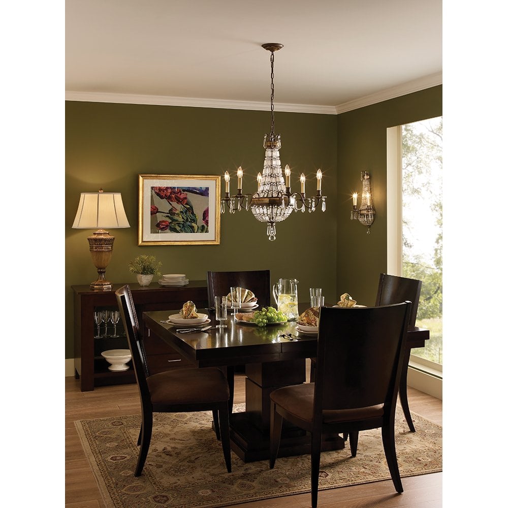 Bellini Elegant 6 Light Crystal Ceiling Chandelier In Bronze Finish FE-BELLINI6