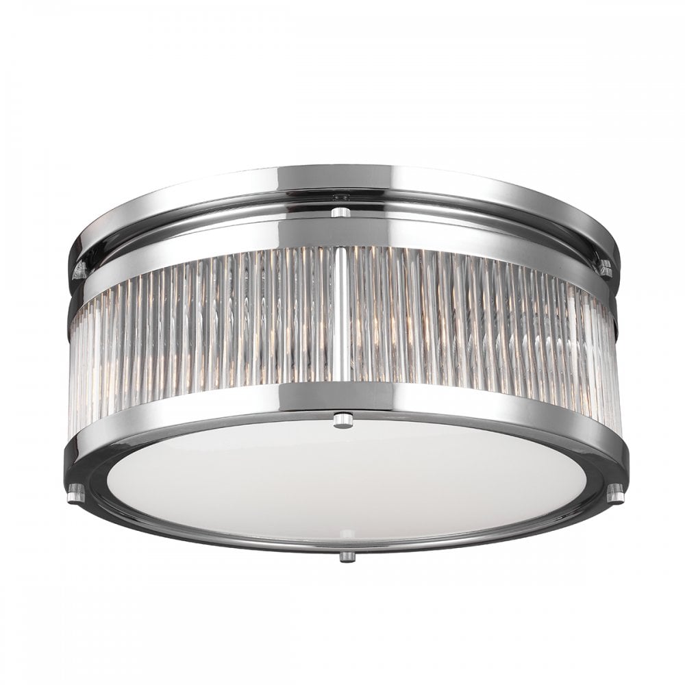 Paulson Medium Flush Ceiling Light In Polished Chrome Finish FE-PAULSON-F-M