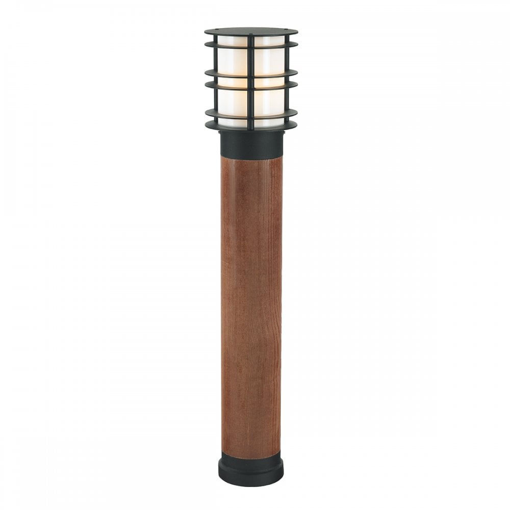 Stockholm Outdoor Wooden Large Bollard Lantern In Black Finish ST-BOLSW-L-E27-B