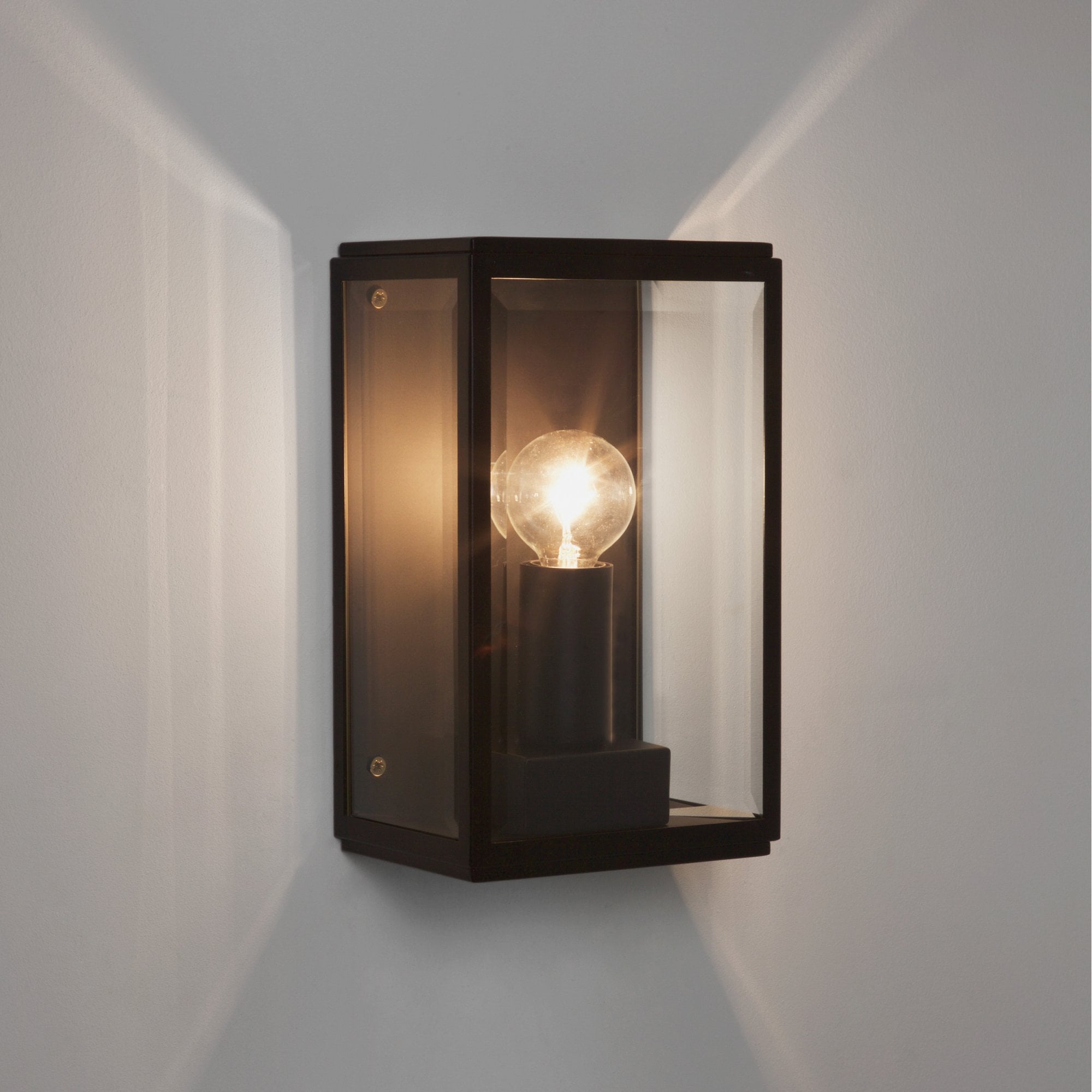 Homefield 130 Outdoor Wall Lantern In Black Finish With Clear Glass Panels IP44 1095040