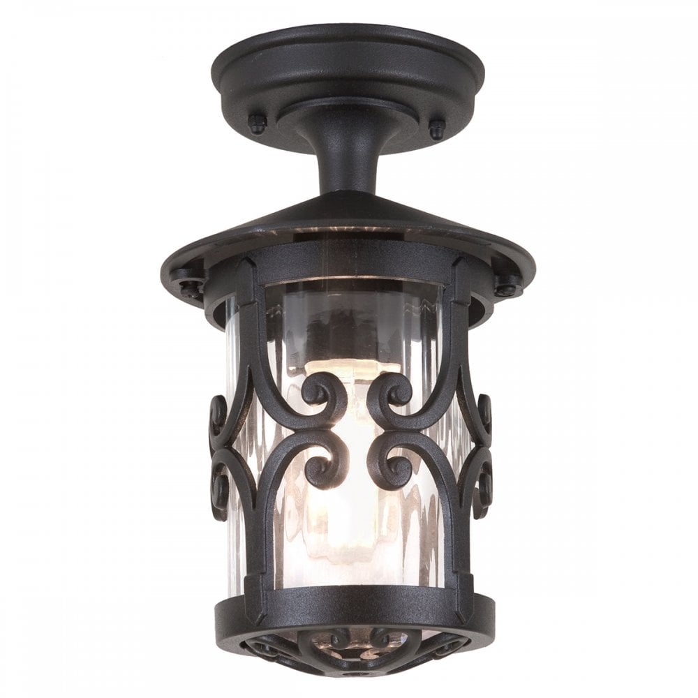 BL13A Hereford black flush porch exterior lantern, IP23