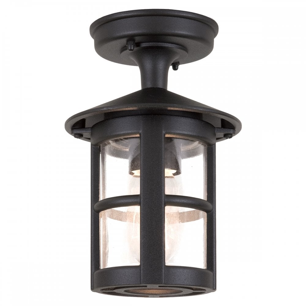 BL21A Hereford exterior black flush porch light, IP23