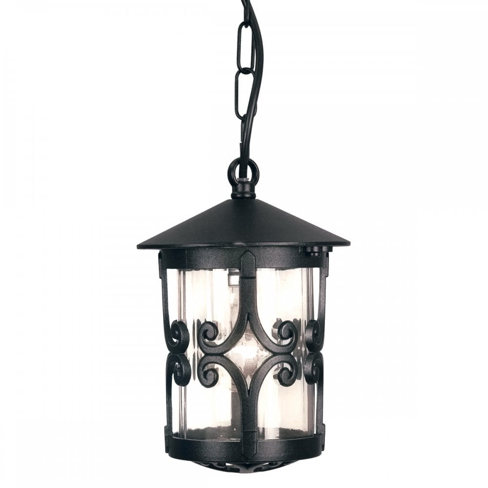 BL13B-BLACK Hereford black porch chain exterior lantern, IP23