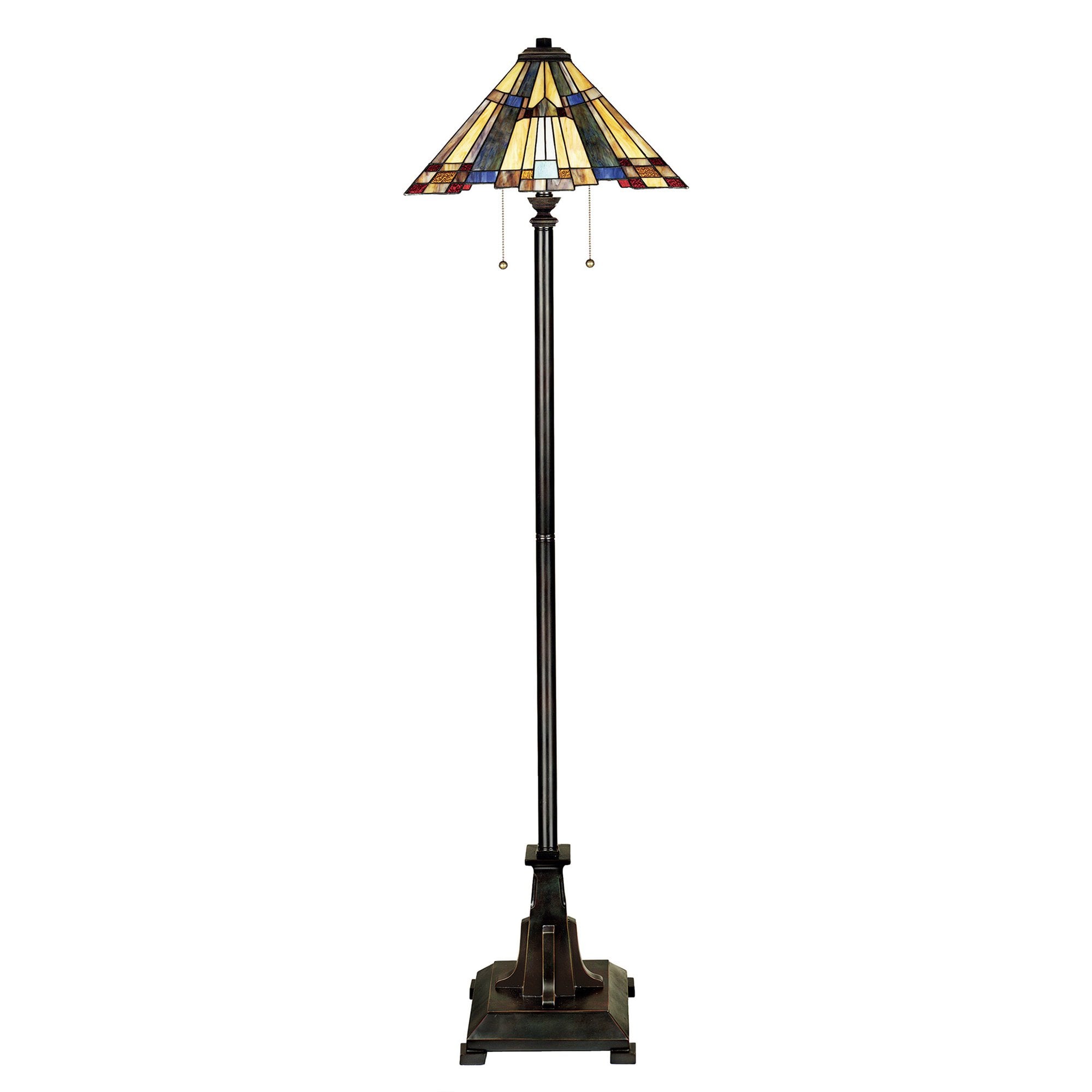 Inglenook Tiffany Floor Lamp in Valiant Bronze Finish QZ-INGLENOOK-FL